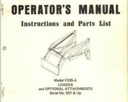 Farmhand 1PD138476 Operator Manual - F235-A Loader (mounted, eff sn 501, 1976)