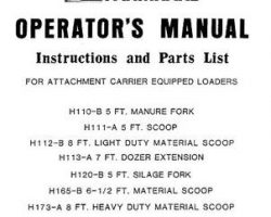 Farmhand 1PD212484 Operator Manual - H110-B / H111-A / H112-B / H113-A / H120-B / H165-B / H173-A Load