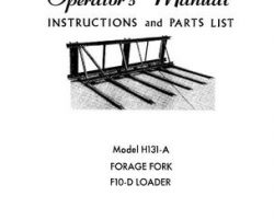 Farmhand 1PD216466 Operator Manual - H131-A Forage Fork (for F10-D loader, 1966)