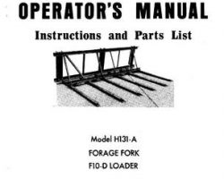 Farmhand 1PD216670 Operator Manual - H131-A Forage Fork (for F10-D loader, 1970)