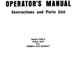 Farmhand 1PD225475 Operator Manual - H156-A Push Off (for H6068-A Hay Basket, 1975)