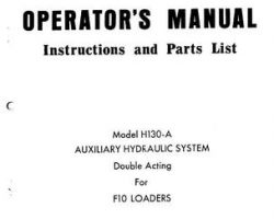 Farmhand 1PD3004873 Operator Manual - F10 Loader (H130-A auxillary hydraulic system, 1973)