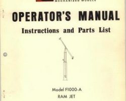 Farmhand 1PD3750270 Operator Manual - F1000-A Ram Jet (1970)