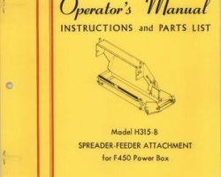 Farmhand 1PD411166 Operator Manual - H315-B Spreader Feeder (attachment for F450 Power Box, 1966)