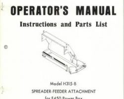 Farmhand 1PD411171 Operator Manual - H315-B Spreader Feeder (attach. F450 Power Box, eff 400, 1971)