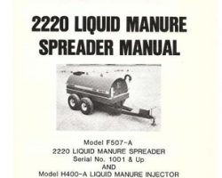 Farmhand 1PD4271082 Operator Manual - F507-A 2220 Liquid Spreader (eff 1001) / H400-A Injector (1982)