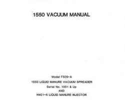 Farmhand 1PD4321082 Operator Manual - F509-A 1550 Liquid Spreader (eff 1001) / H401-A Injector (1982)