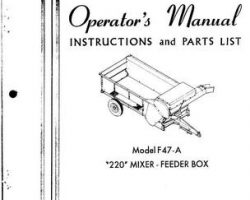 Farmhand 1PD554167 Operator Manual - F47-A 220 Mixer Feeder (1967)
