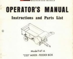 Farmhand 1PD554268 Operator Manual - F47-A 220 Mixer Feeder (1968)