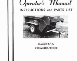 Farmhand 1PD554566 Operator Manual - F47-A 220 Mixer Feeder (1966)