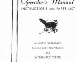 Farmhand 1PD600665 Operator Manual - 150 Sugar Beet Harvester (& integr. topper, 1965)