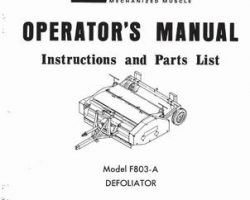 Farmhand 1PD611668 Operator Manual - F803-A Defoliator (1968)