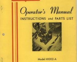 Farmhand 1PD613966 Operator Manual - H1002-A Row Finder (hydraulic, 1966)