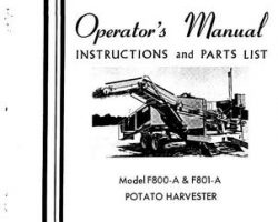 Farmhand 1PD614866 Operator Manual - F800-A / F801-A Potato Harvester (1966)