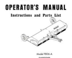 Farmhand 1PD620867 Operator Manual - F806-A Shredder (1967)