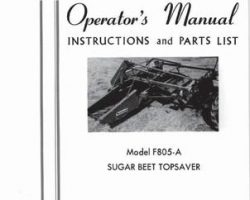 Farmhand 1PD621466 Operator Manual - F805-A Sugar Beet Topsaver (1966)