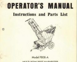Farmhand 1PD622469 Operator Manual - F808-A Beet Harvester (multi row, eff sn 260, 1969)