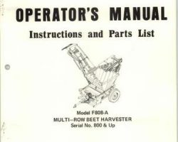 Farmhand 1PD622676 Operator Manual - F808-A Beet Harvester (multi row, eff sn 800, 1976)