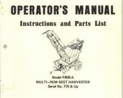 Farmhand 1PD622975 Operator Manual - F808-A Beet Harvester (multi row, eff sn 775, 1975)