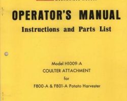 Farmhand 1PD625668 Operator Manual - H1009-A Coulter Attachment (F800-A/F801-A potato harvester, 1968)