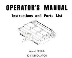 Farmhand 1PD628371 Operator Manual - F810-A Defoliator (128 inch, eff sn 125, 1971)