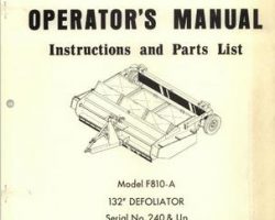Farmhand 1PD628574 Operator Manual - F810-A Defoliator (132 inch, eff sn 240, 1974)