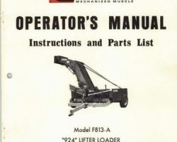 Farmhand 1PD633873 Operator Manual - F813-A 924 Lifter Loader (eff sn 101, 1973)