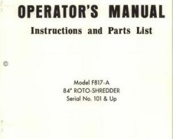 Farmhand 1PD637574 Operator Manual - F817-A Roto Shredder (84 inch, eff sn 101, 1974)