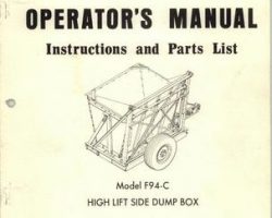 Farmhand 1PD650569 Operator Manual - F94-C Side Dump Box (high lift, 1969)