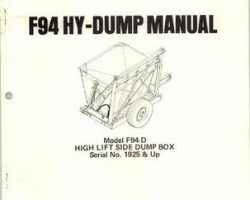 Farmhand 1PD650577 Operator Manual - F94-D Side Dump Box (high lift, eff sn 19250, 1977)