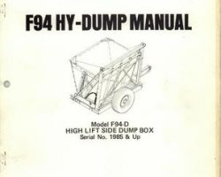 Farmhand 1PD650578 Operator Manual - F94-D Side Dump Box (high lift, eff sn 1985, 1978)