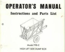Farmhand 1PD651471 Operator Manual - F98-E Side Dump Box (high lift, 1971)