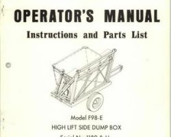 Farmhand 1PD651473 Operator Manual - F98-E Side Dump Box (high lift, eff sn 1180, 1973)