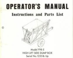 Farmhand 1PD651674 Operator Manual - F98-E Side Dump Box (high lift, eff sn 1255, 1974)