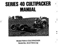 Farmhand 1PD6651190 Operator Manual - F204-A 40 Series Cultipacker (4 ft - 16 ft, eff sn 21750, 1990)
