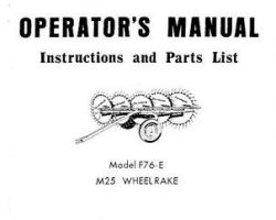 Farmhand 1PD7021171 Operator Manual - F76-E M25 Wheel Rake (1971)