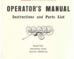 Farmhand 1PD7021175 Operator Manual - F76-E M25 Wheel Rake (eff sn 78538, 1975)