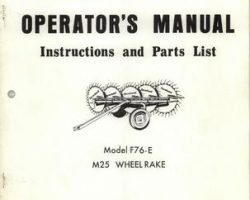 Farmhand 1PD702271 Operator Manual - F76-E M25 Wheel Rake (1971)