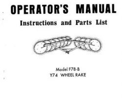 Farmhand 1PD7031267 Operator Manual - F78-B Y74 Wheel Rake (1967)