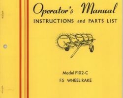 Farmhand 1PD706167 Operator Manual - F102-C Wheel Rake (F5, 1967)