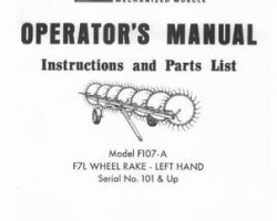 Farmhand 1PD7101174 Operator Manual - F107-A Wheel Rake (F7L left hand, eff sn 101)