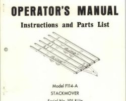 Farmhand 1PD732872 Operator Manual - F114-A Hay Stackmover (eff sn 101, 1972)