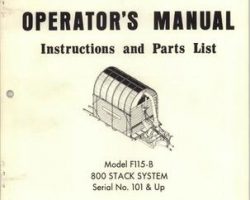 Farmhand 1PD733573 Operator Manual - F115-B Hay Stack System (800, eff sn 101, 1973)