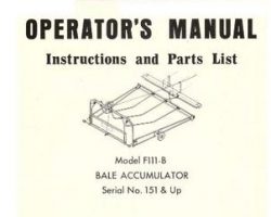 Farmhand 1PD736370 Operator Manual - F111-B Bale Accumulator (eff sn 151, 1970)