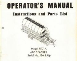 Farmhand 1PD738574 Operator Manual - F117-A Hay Stacker (600, eff sn 126, 1974)