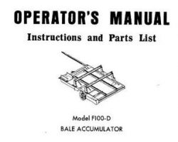 Farmhand 1PD740171 Operator Manual - F100-D Bale Accumulator (1971)