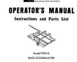 Farmhand 1PD740172 Operator Manual - F100-D Bale Accumulator (1972)