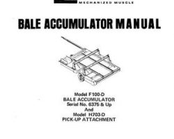 Farmhand 1PD740177 Operator Manual - F100-D Bale Accumulator (eff 6375) / H703-D Pickup Attach. (1977)