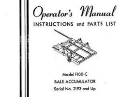 Farmhand 1PD740267 Operator Manual - F100-D Bale Accumulator (eff sn 2193, 1967)