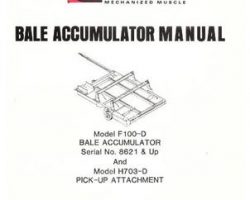 Farmhand 1PD740379 Operator Manual - F100-D Bale Accumulator (eff 8621) / H703-D Pickup Attach (1979)